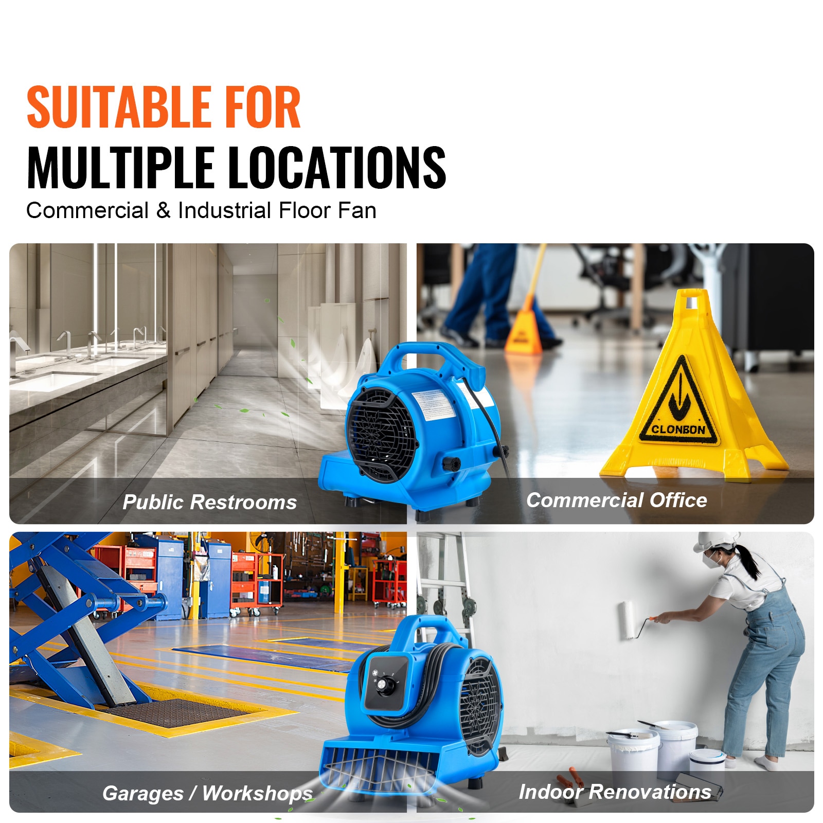 Floor Blower Air Mover With 3 Speeds And 4 Blowing Angles_voghion.com